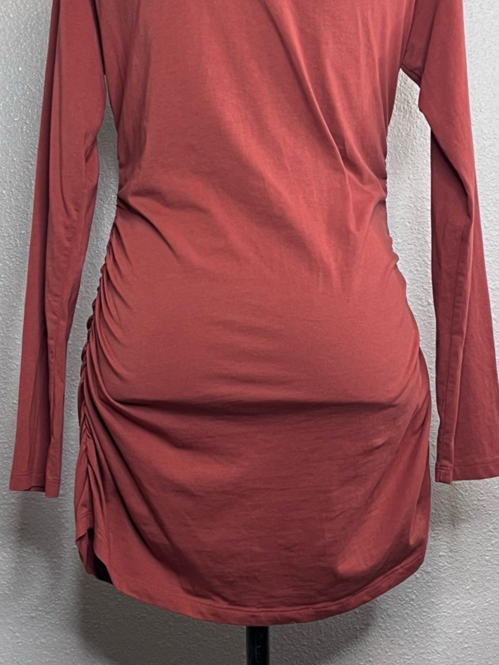 Sundance Boho V-Neck Clay Runched Side Long-Sleeve Tunic Top Sz M - Picture 6 of 10